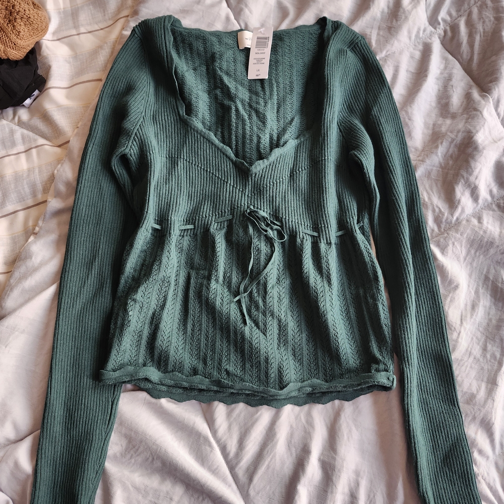 Aritzia Green Ribbed Sweater